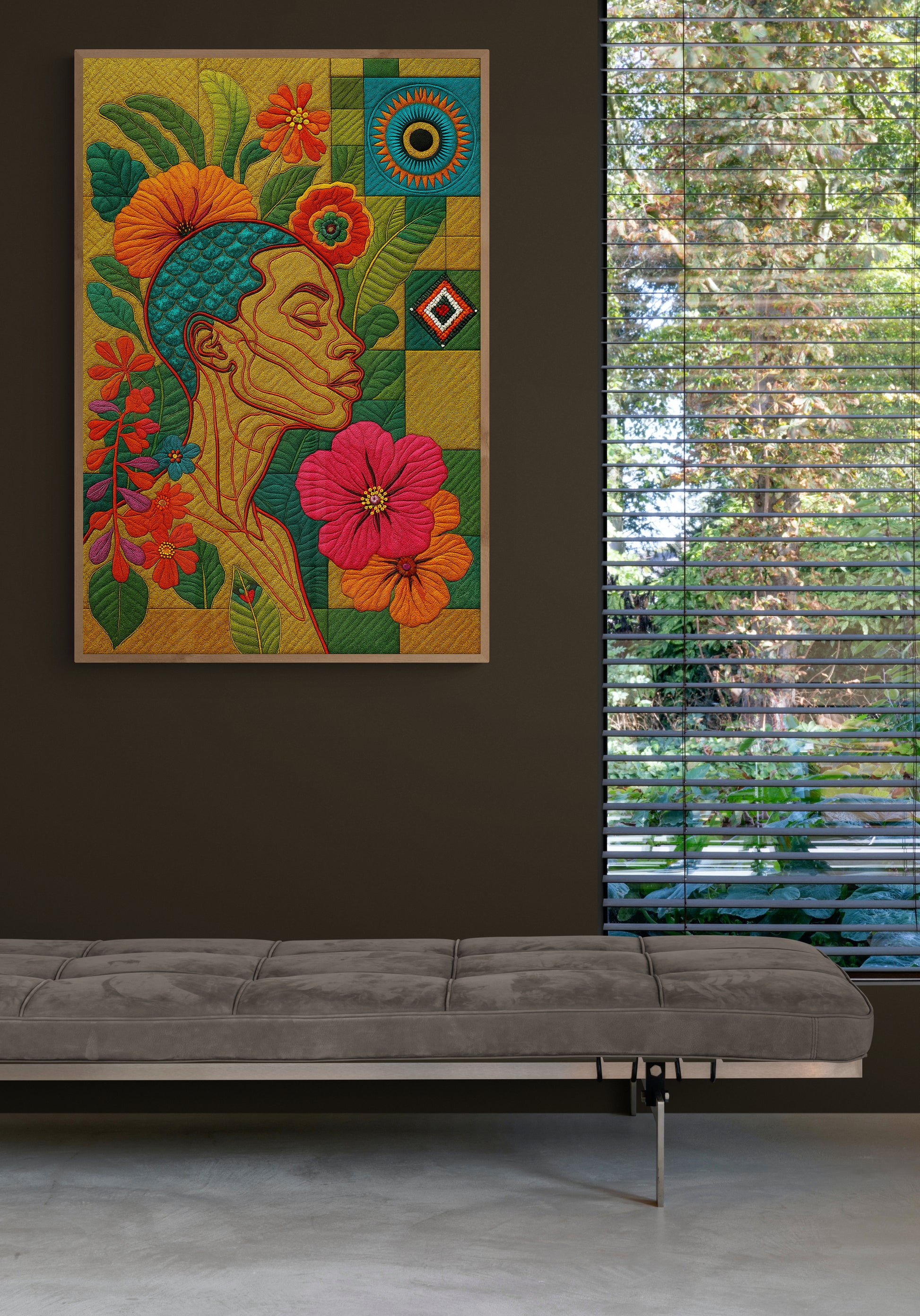 Botanical Soulscape Quilt-Inspired Matte Paper Poster