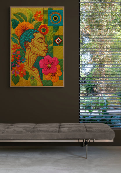 Botanical Soulscape Quilt-Inspired Matte Paper Poster