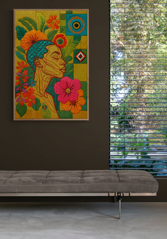 Botanical Soulscape Quilt-Inspired Matte Paper Poster