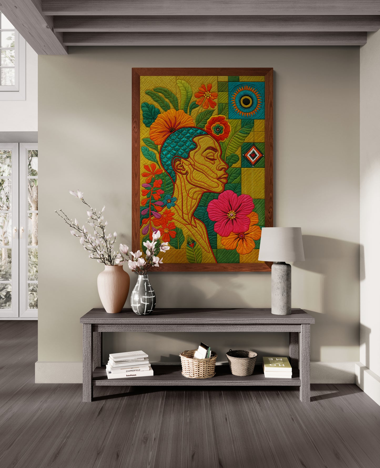 Botanical Soulscape Quilt-Inspired Matte Paper Poster