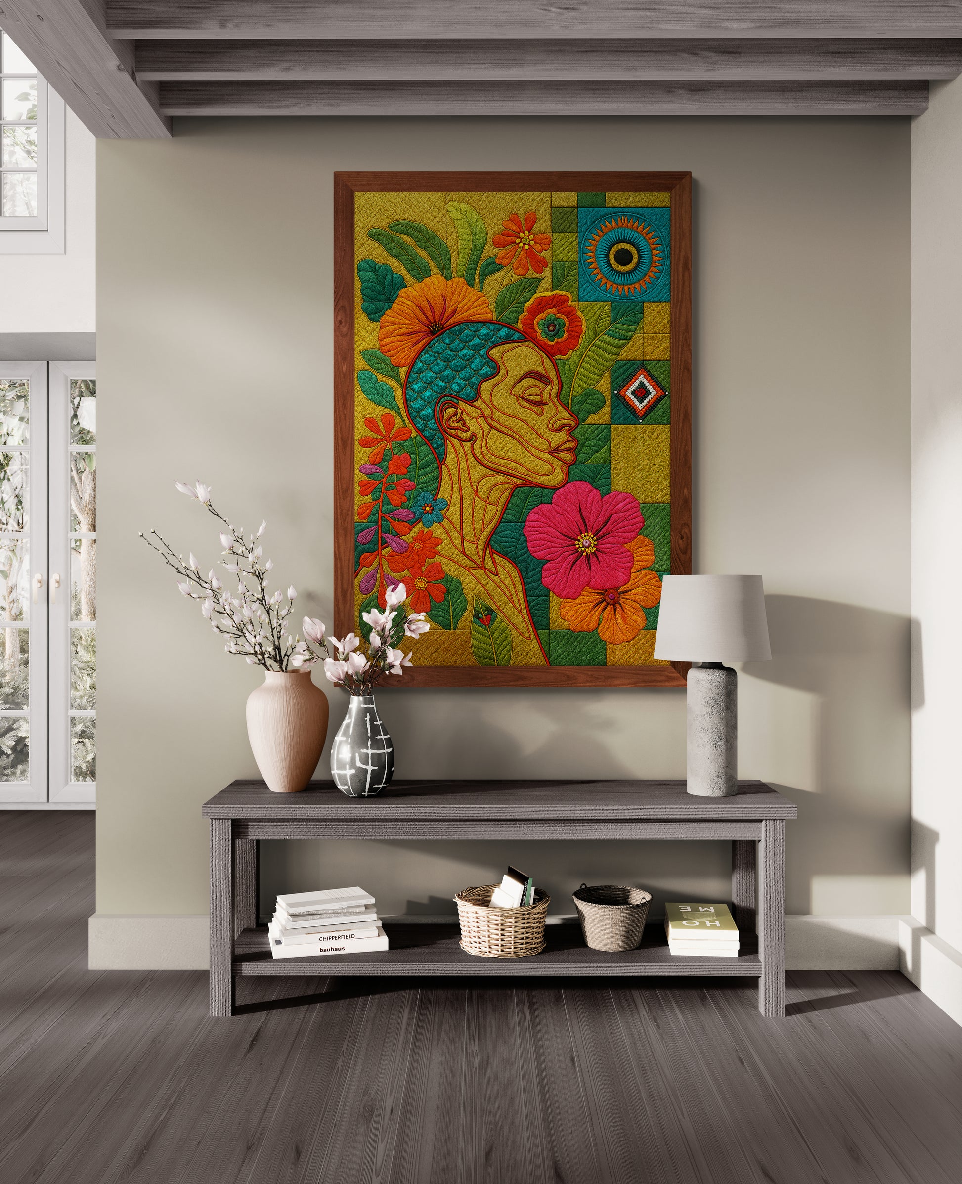 Botanical Soulscape Quilt-Inspired Matte Paper Poster