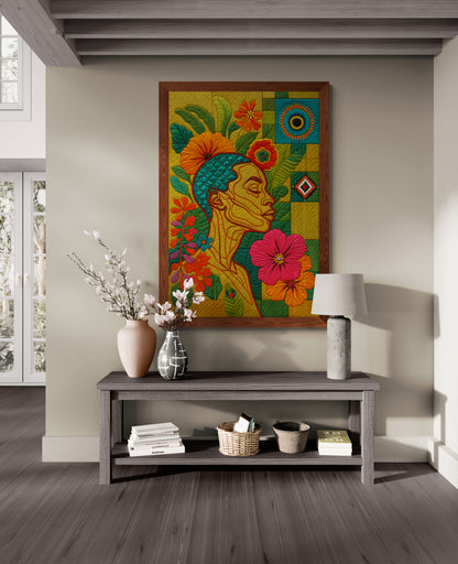 Botanical Soulscape Quilt-Inspired Matte Paper Poster