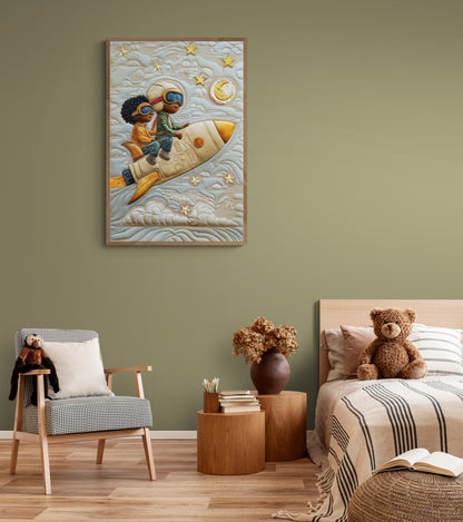 Brothers of the Sky Quilt-Inspired Matte Paper Poster - Afrofuturism