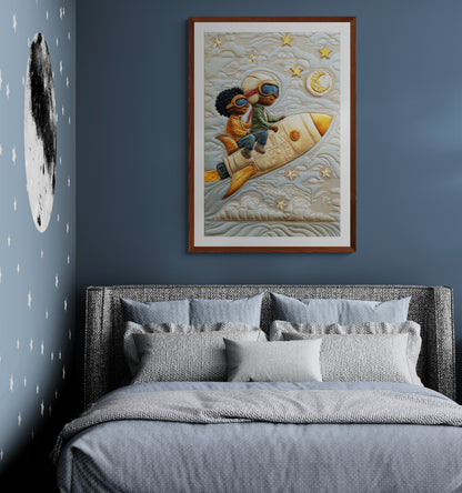Brothers of the Sky Quilt-Inspired Matte Paper Poster - Afrofuturism