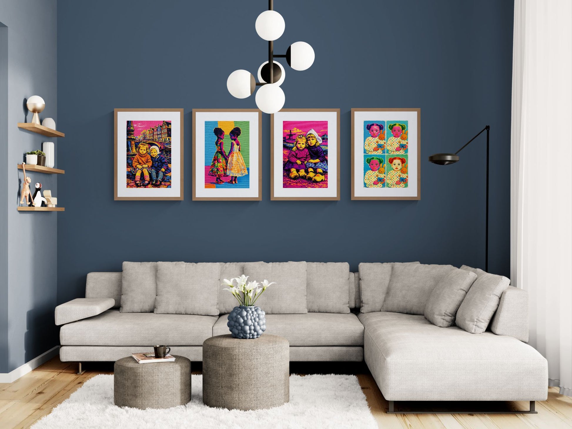 Canal-Side Companions, Amsterdam Pop-Art Matte Paper Poster