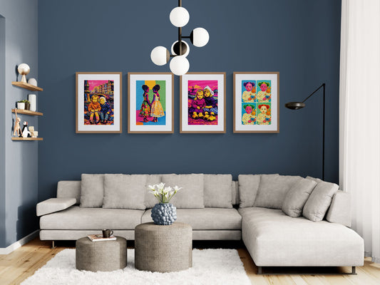 Canal-Side Companions, Amsterdam Pop-Art Matte Paper Poster