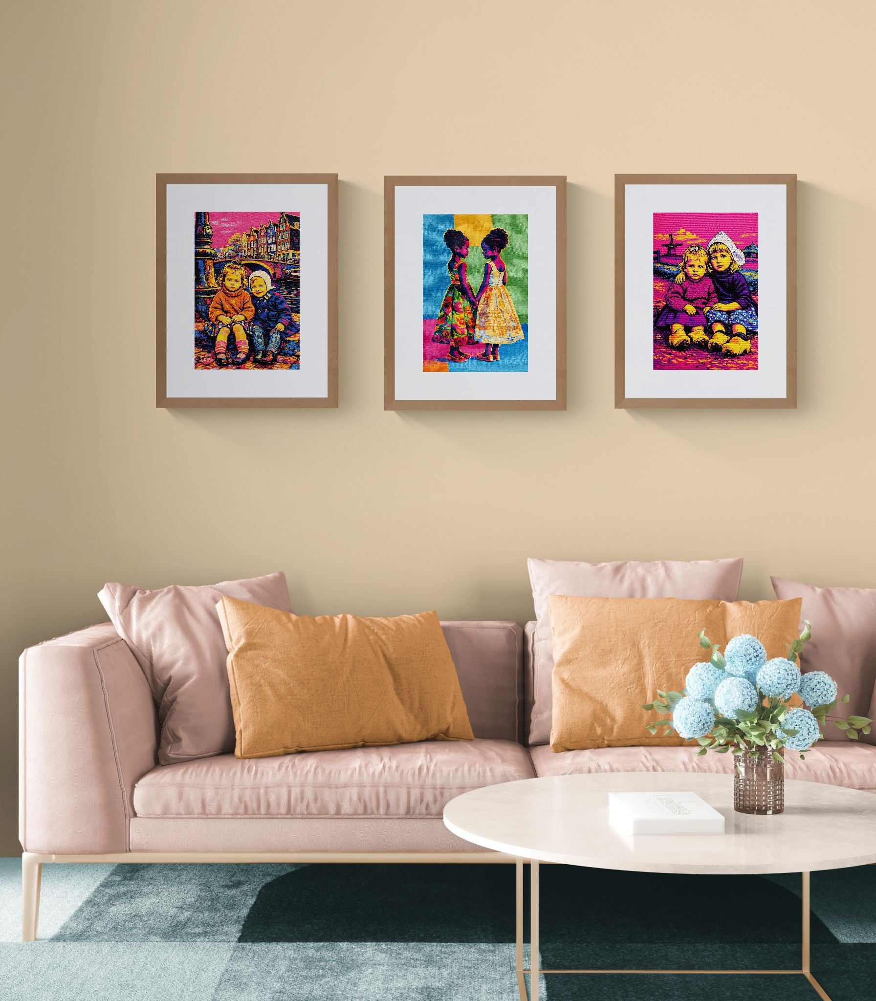 Canal-Side Companions, Amsterdam Pop-Art Matte Paper Poster