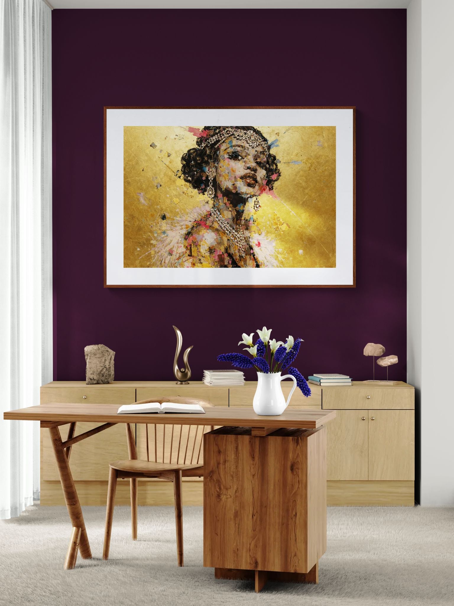 Art Deco Poster: Glamour Portrait in Champagne Glow on Matte Paper