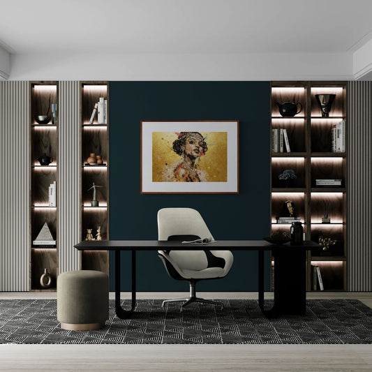 Art Deco Poster: Glamour Portrait in Champagne Glow on Matte Paper