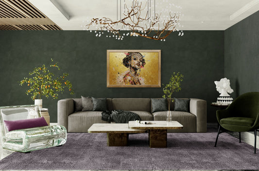 Art Deco Poster: Glamour Portrait in Champagne Glow on Matte Paper