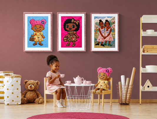 Pink Pigtails Museum-Quality Quilted-Style Matte Paper Poster
