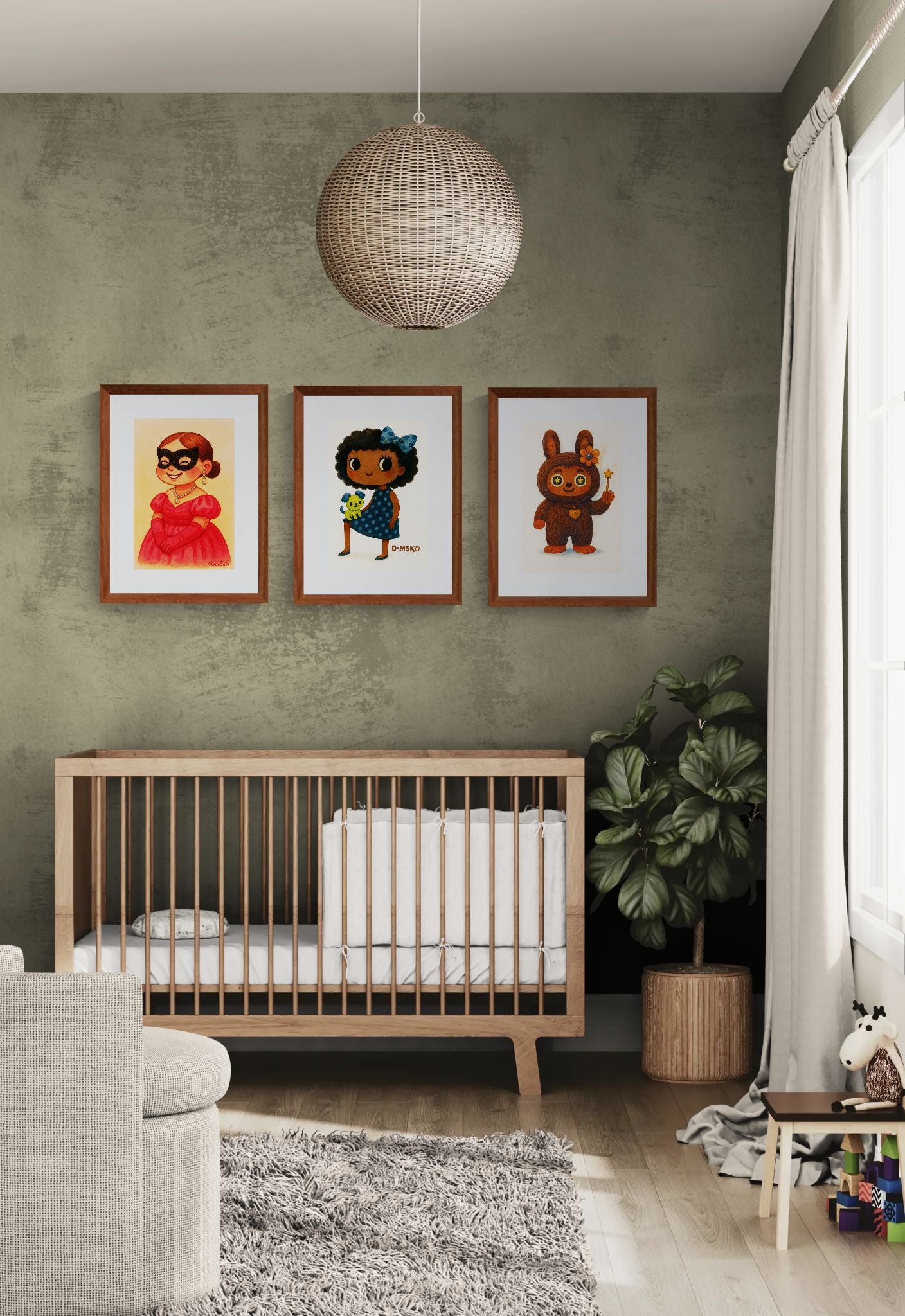 Cheerful Girl Kawaii-Inspired Matte Paper Poster - Storybook Style