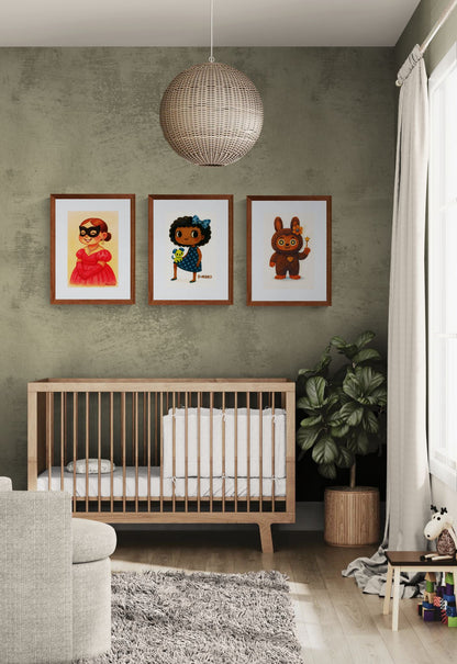 Cheerful Girl Kawaii-Inspired Matte Paper Poster - Storybook Style