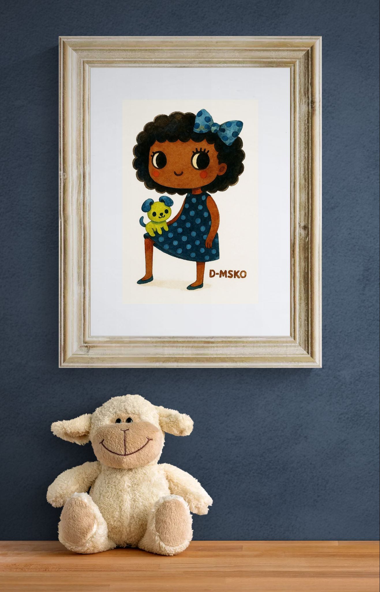 Cheerful Girl Kawaii-Inspired Matte Paper Poster - Storybook Style