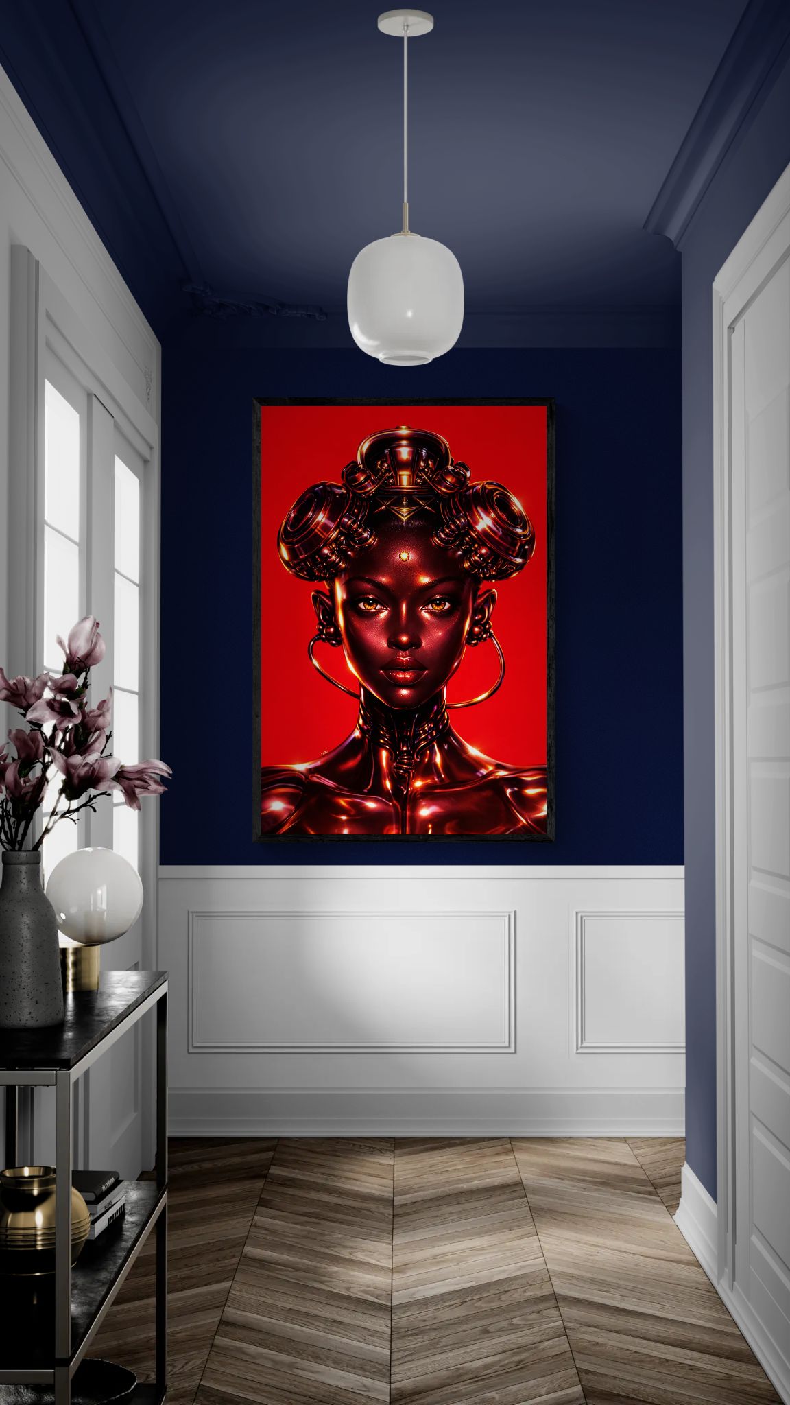 Chrome Oracle High-Contrast Matte Paper Poster - Afrofuturism