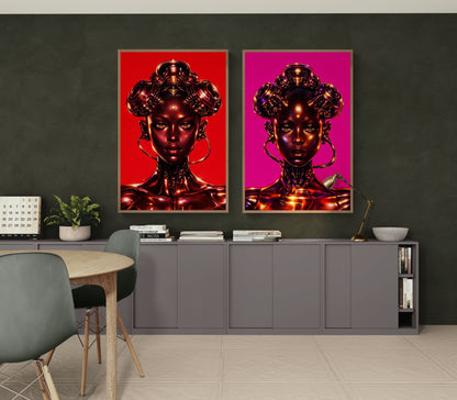 Chrome Oracle High-Contrast Matte Paper Poster - Afrofuturism