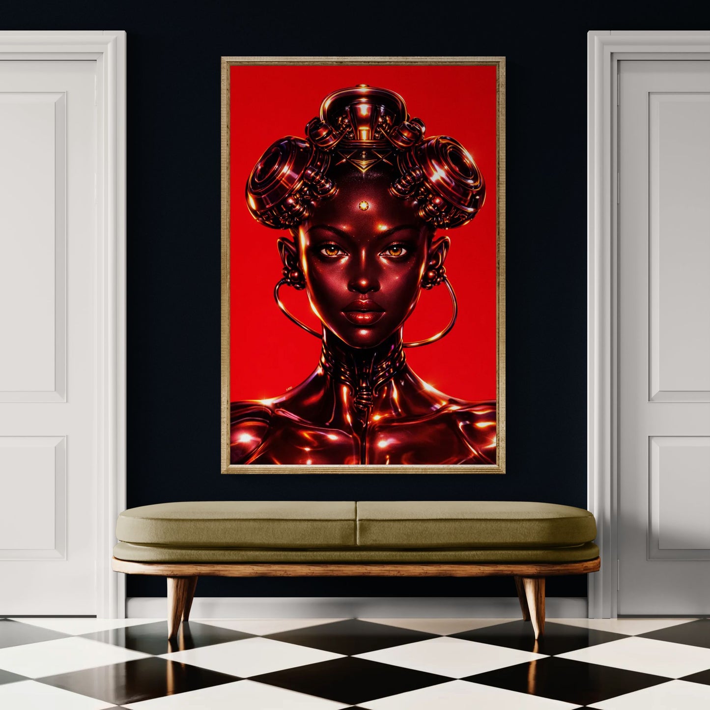 Chrome Oracle High-Contrast Matte Paper Poster - Afrofuturism