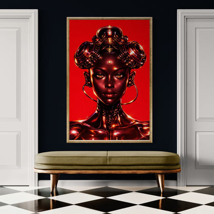 Chrome Oracle High-Contrast Matte Paper Poster - Afrofuturism