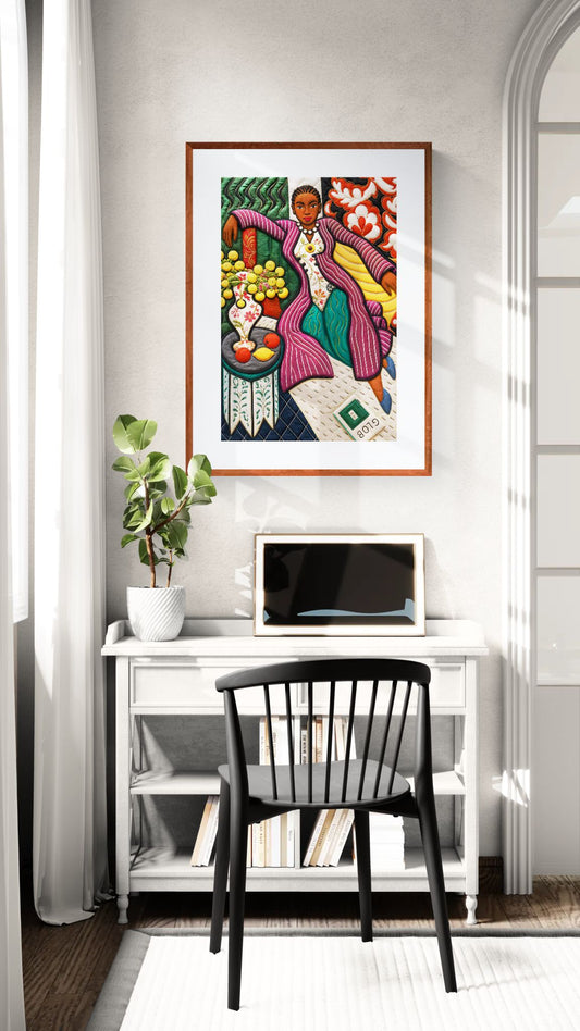 Citrus Lounge Museum-Quality Matte Paper Poster - Quilt-Inspired