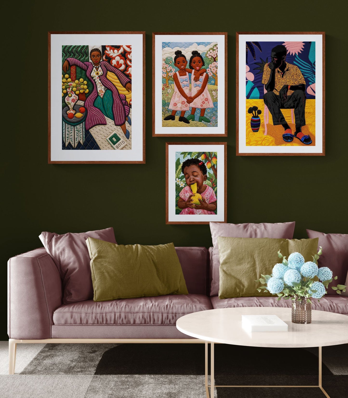 Citrus Lounge Museum-Quality Matte Paper Poster - Quilt-Inspired