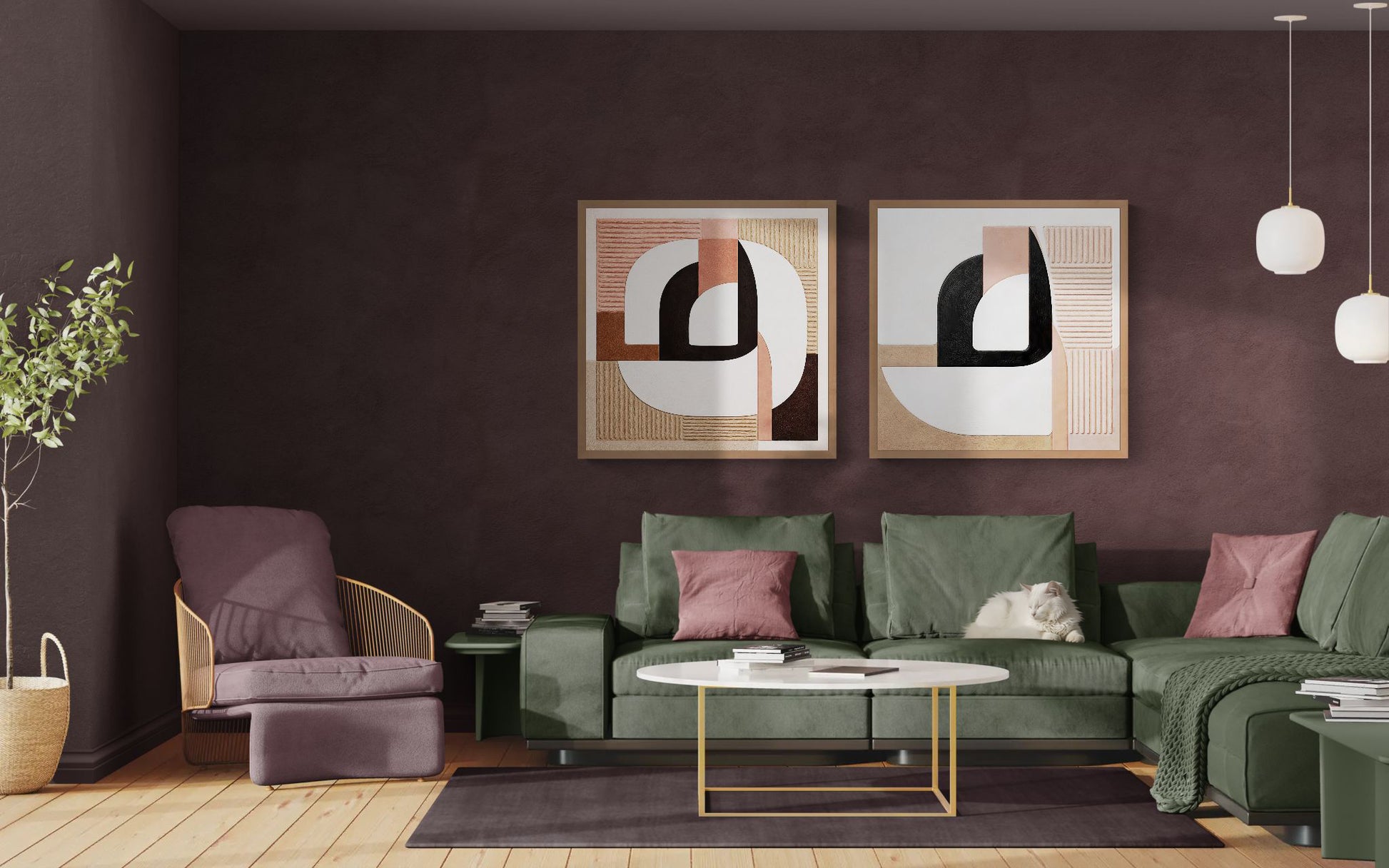 Clay Symmetry Earth-Tone Matte Paper Poster - Mid-Century Modern
