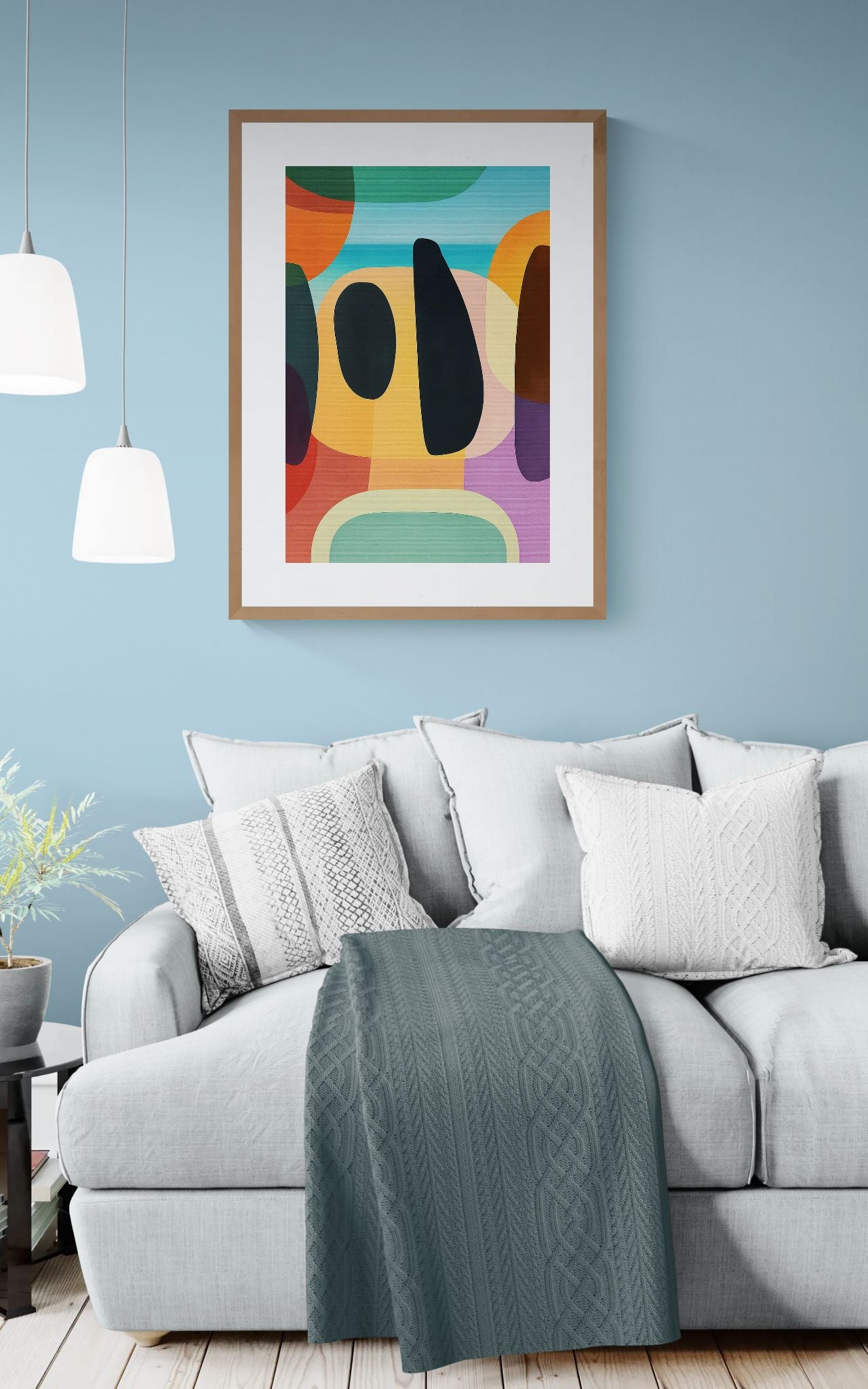 Coastal Shapes Color-Block Matte Paper Poster - Mid-Century Style