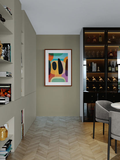 Coastal Shapes Color-Block Matte Paper Poster - Mid-Century Style