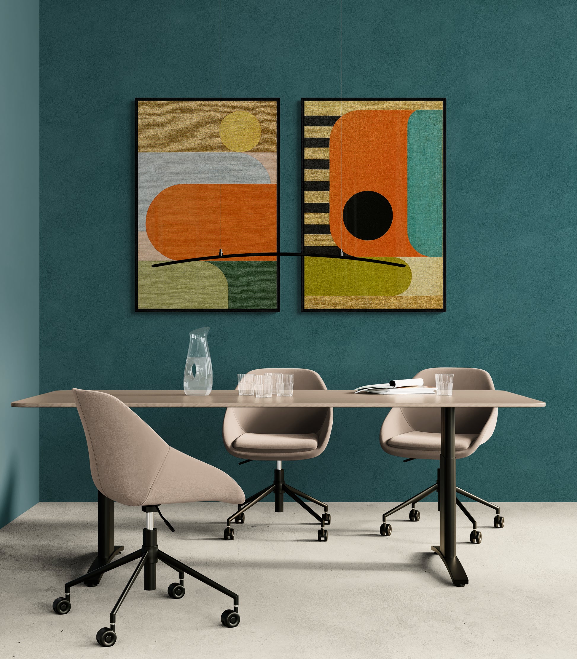 Color Block Rhythm Mid-Century Matte Paper Poster - Bauhaus Style