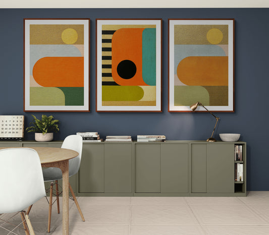 Color Block Rhythm Mid-Century Matte Paper Poster - Bauhaus Style
