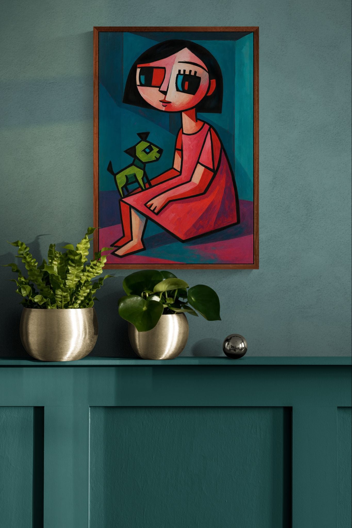 Companion Cubist Art Print on Matte Paper with Color Block Design