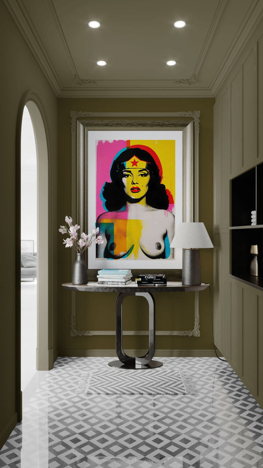 Constructed Heroine Screenprint-Style Matte Paper Poster - Pop Art