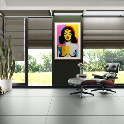 Constructed Heroine Screenprint-Style Matte Paper Poster - Pop Art