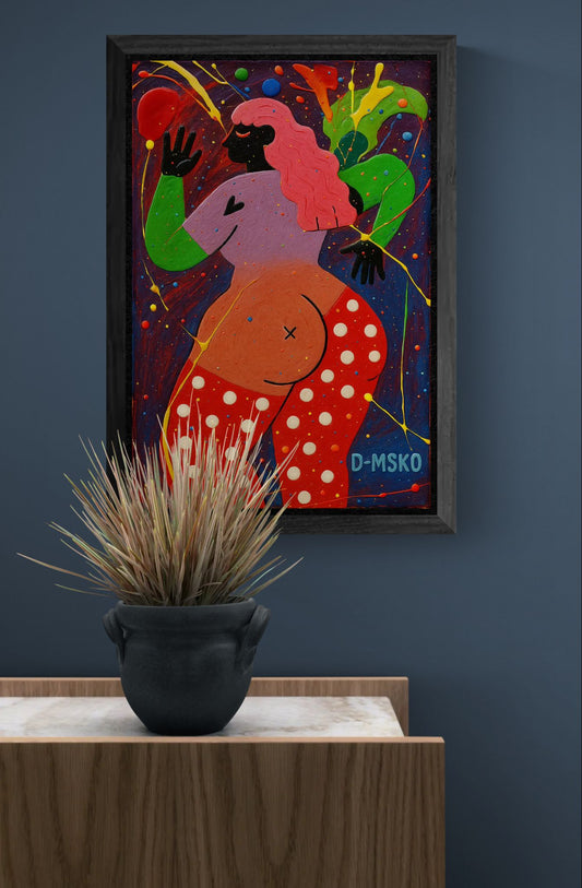 Pop Art Poster with Cosmic Curve Color-Block on Matte Paper