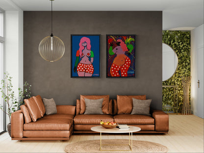Pop Art Poster with Cosmic Curve Color-Block on Matte Paper