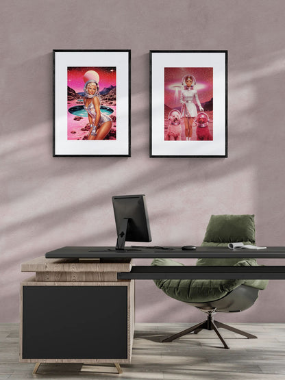 Cosmic Doll Dream Retro-Futurist Matte Paper Poster - Pop Art