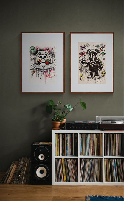 Cosmic Snack Break Graffiti-Style Matte Paper Poster - Pop Art