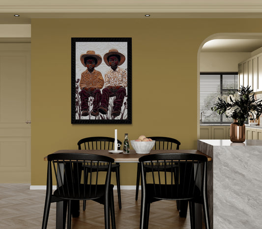 Cowboy Brothers Quilt-Inspired Afrocentric Matte Paper Poster