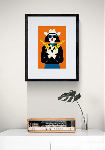 Cowgirl Neo-Retro Matte Paper Poster with Pop Art Flair