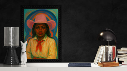 Cowgirl Spirit Afrocentric Matte Paper Poster - Expressionist Style