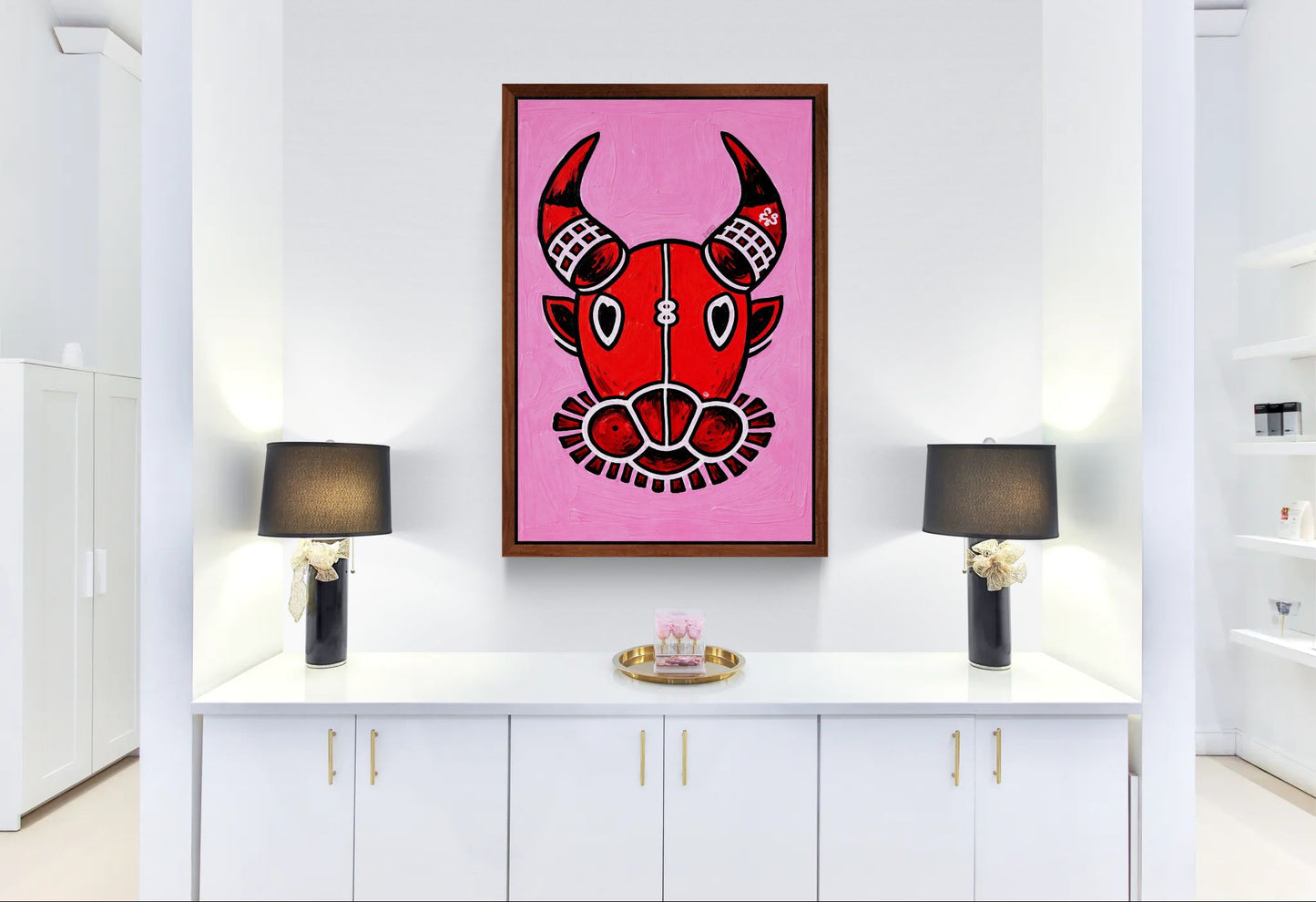 Crimson Bull Matte Paper Poster - Pop-Art