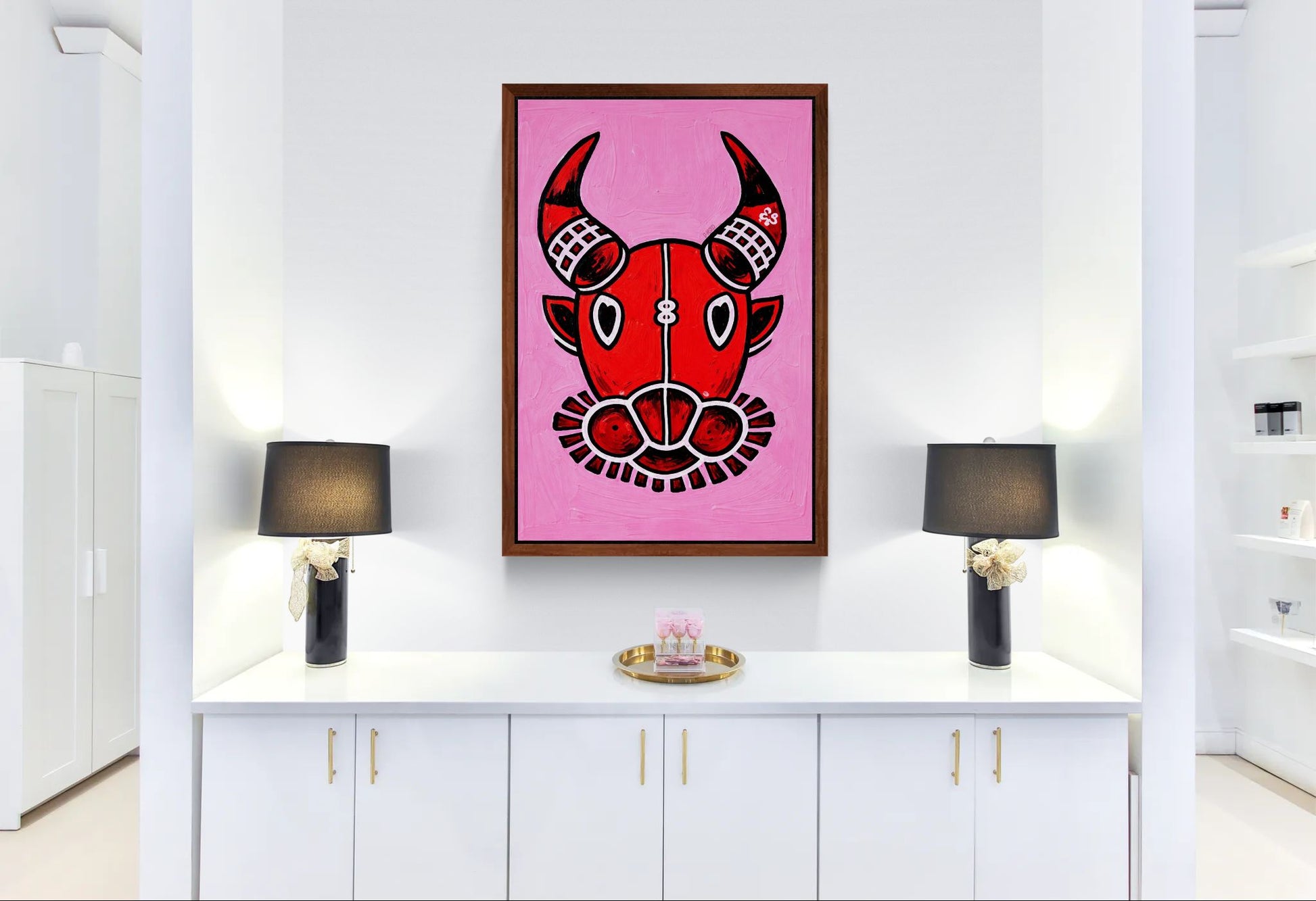 Crimson Bull Matte Paper Poster - Pop-Art
