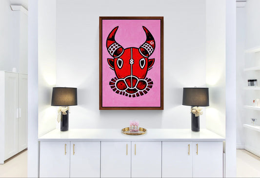 Crimson Bull Matte Paper Poster - Pop-Art