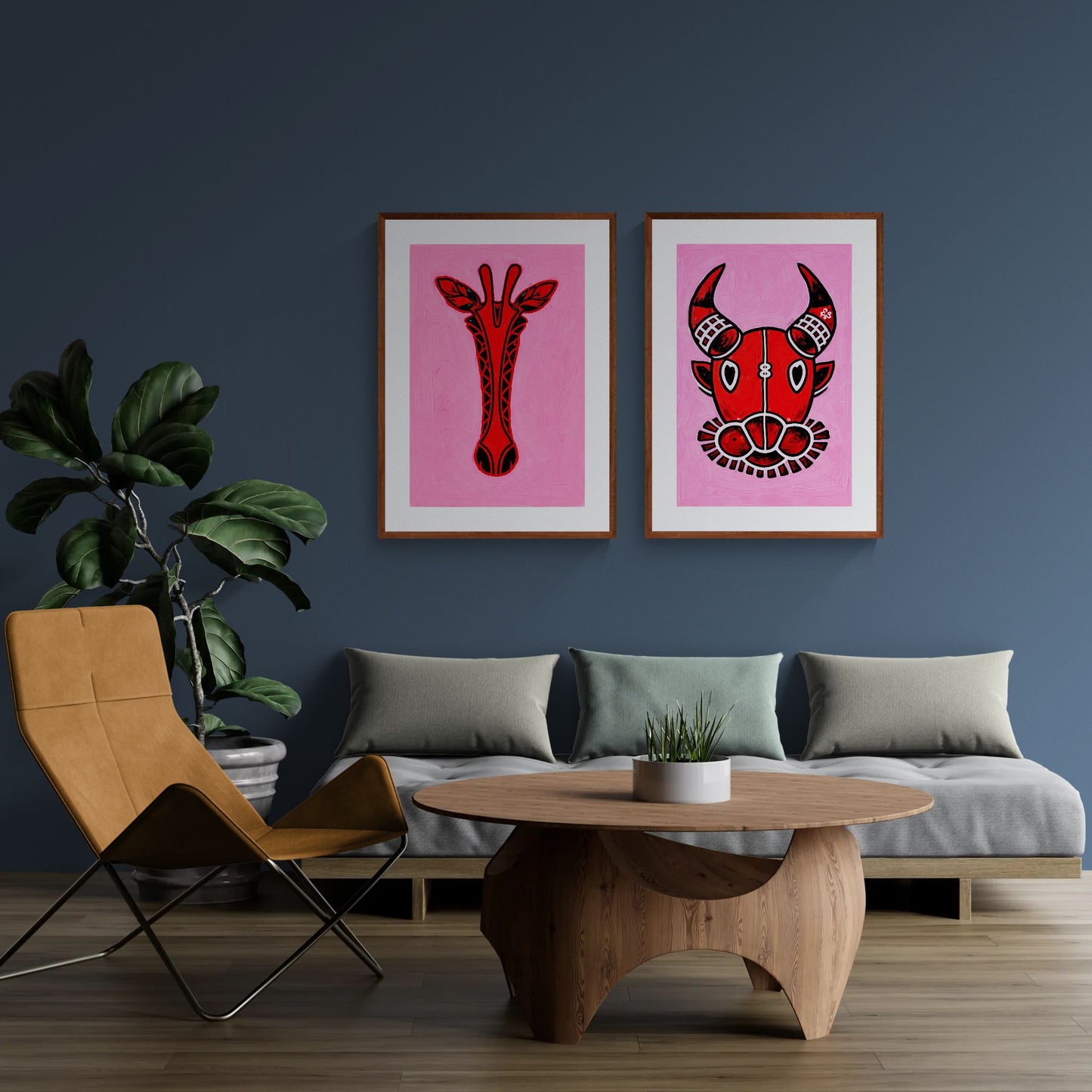 Crimson Giraffe Bold-Graphic Matte Poster - Pop Art Style