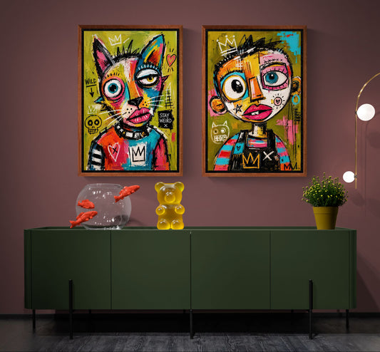 Crowned Rebel Child Street-Art Matte Paper Poster - Basquiat Style