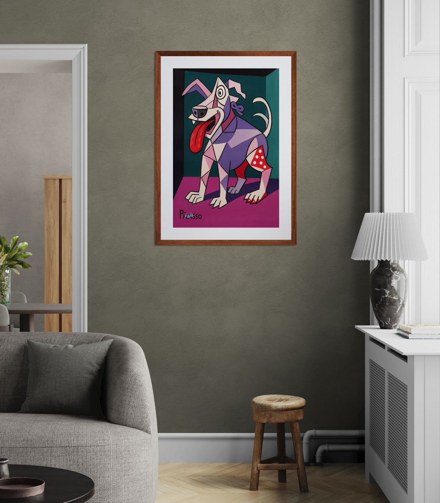 Cubist Pup Pop-Art Matte Paper Poster - Picasso Style