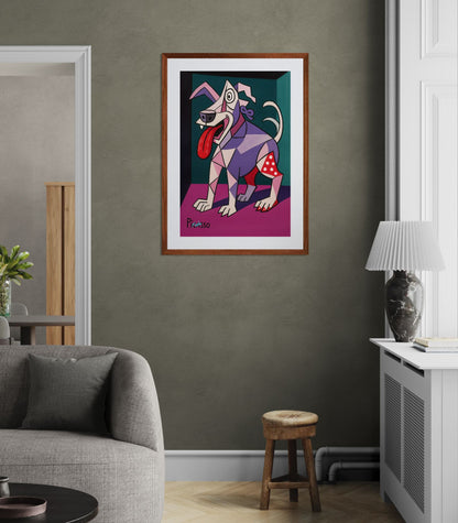 Cubist Pup Pop-Art Matte Paper Poster - Picasso Style