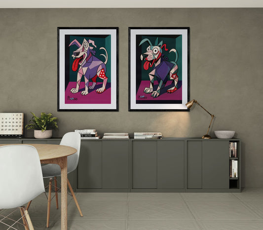 The Abstract Dog Cubist-Inspired Matte Paper Poster - Picasso Style