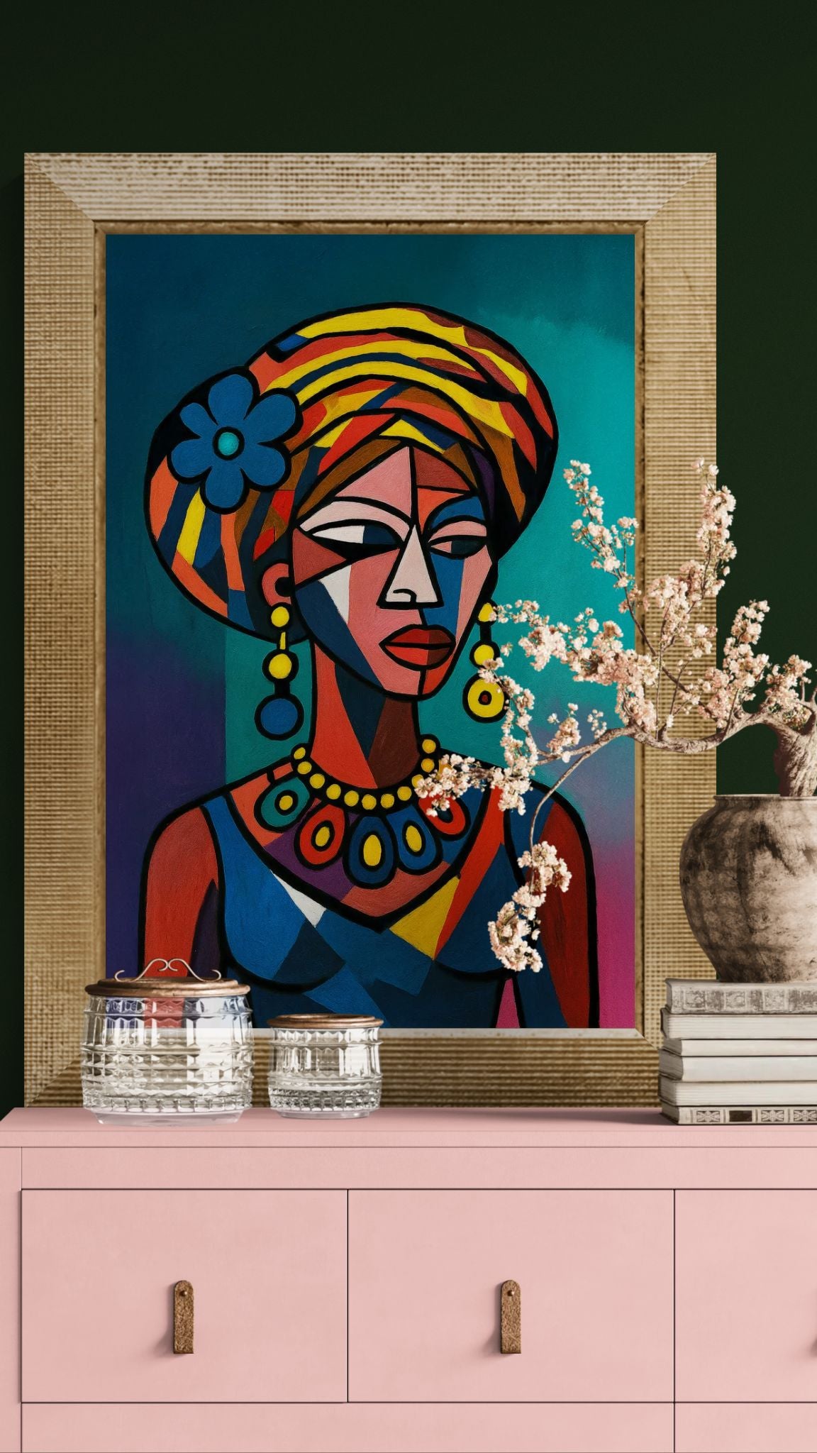 Cubist Queen Afrocentric Poster on Matte Paper - African Cubism