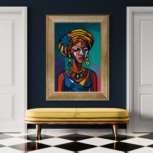 Cubist Queen Afrocentric Poster on Matte Paper - African Cubism