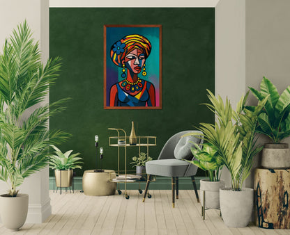 Cubist Queen Afrocentric Poster on Matte Paper - African Cubism